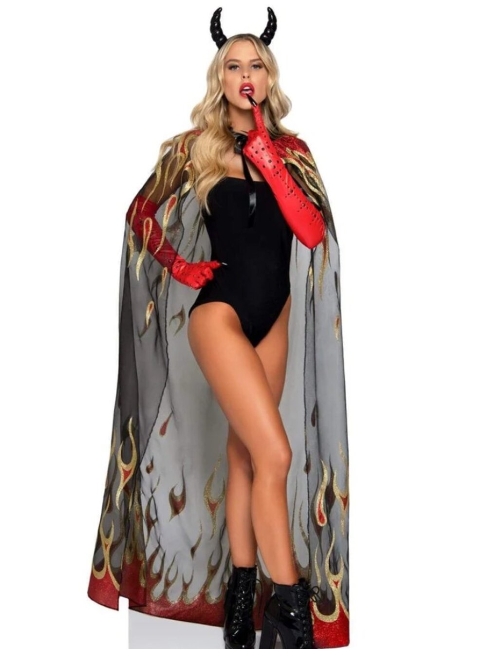 Glitter Flame Devil Cape and Devil Horns